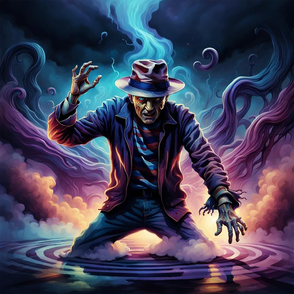 Freddy Krueger Breakdancing in Dreamscape Illustration