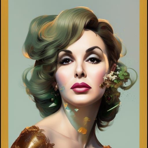 Gina Lollobrigida Portrait in Art Nouveau Style