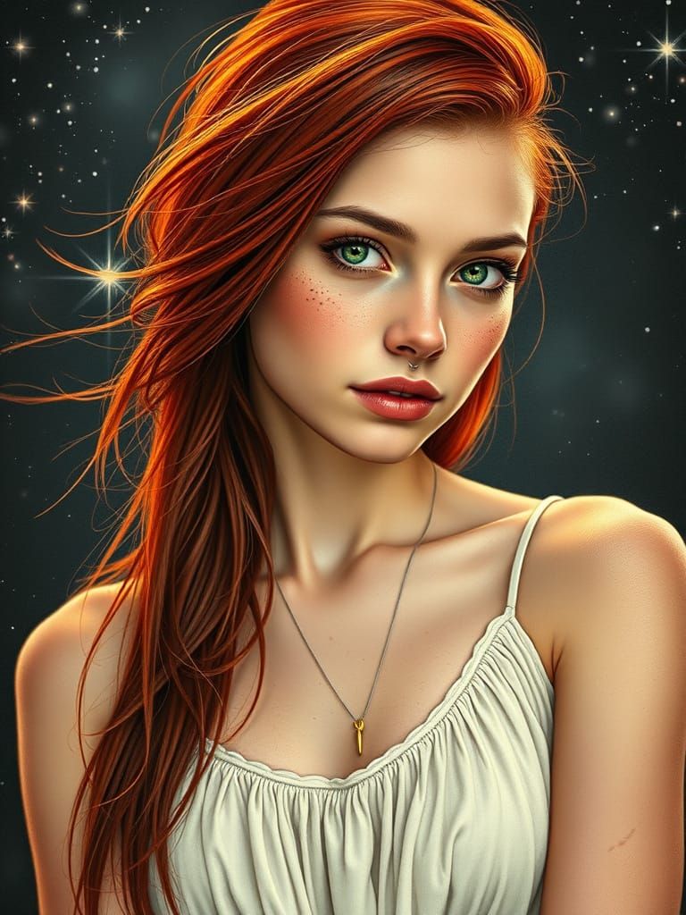 Ethereal Fantasy Portrait of a Redheaded Beauty
