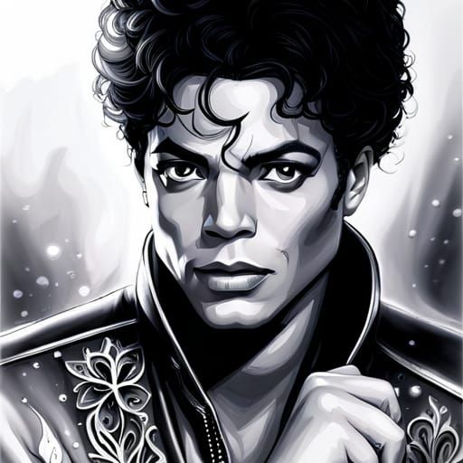 Michael Jackson Portrait with Smoke and Sparkles