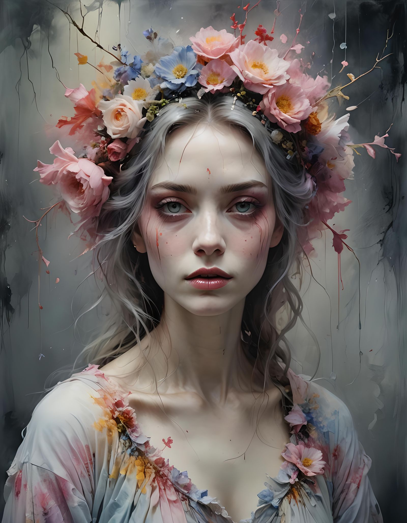 Expressive Portrait of a Girl in Watercolor Style