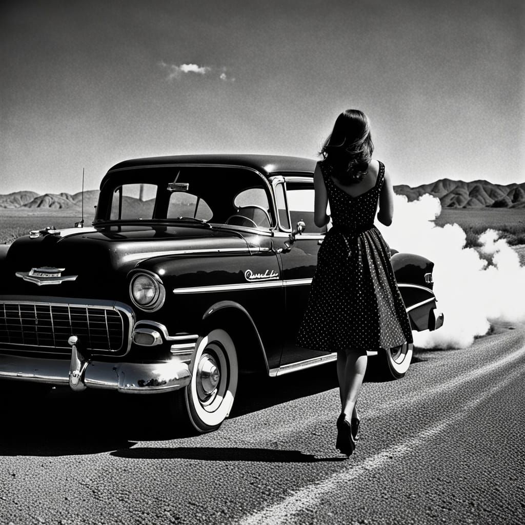Film Noir: Woman and Broken Down Chevy