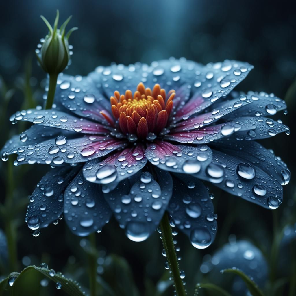 Dew-Kissed Flower Reveals Miniature Worlds