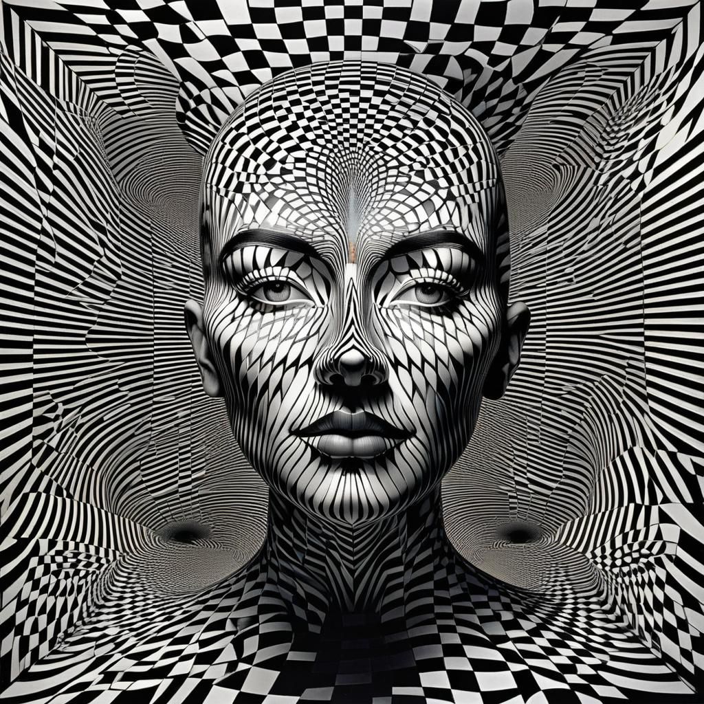 Exploding Mirror Head: Op Art Illusion