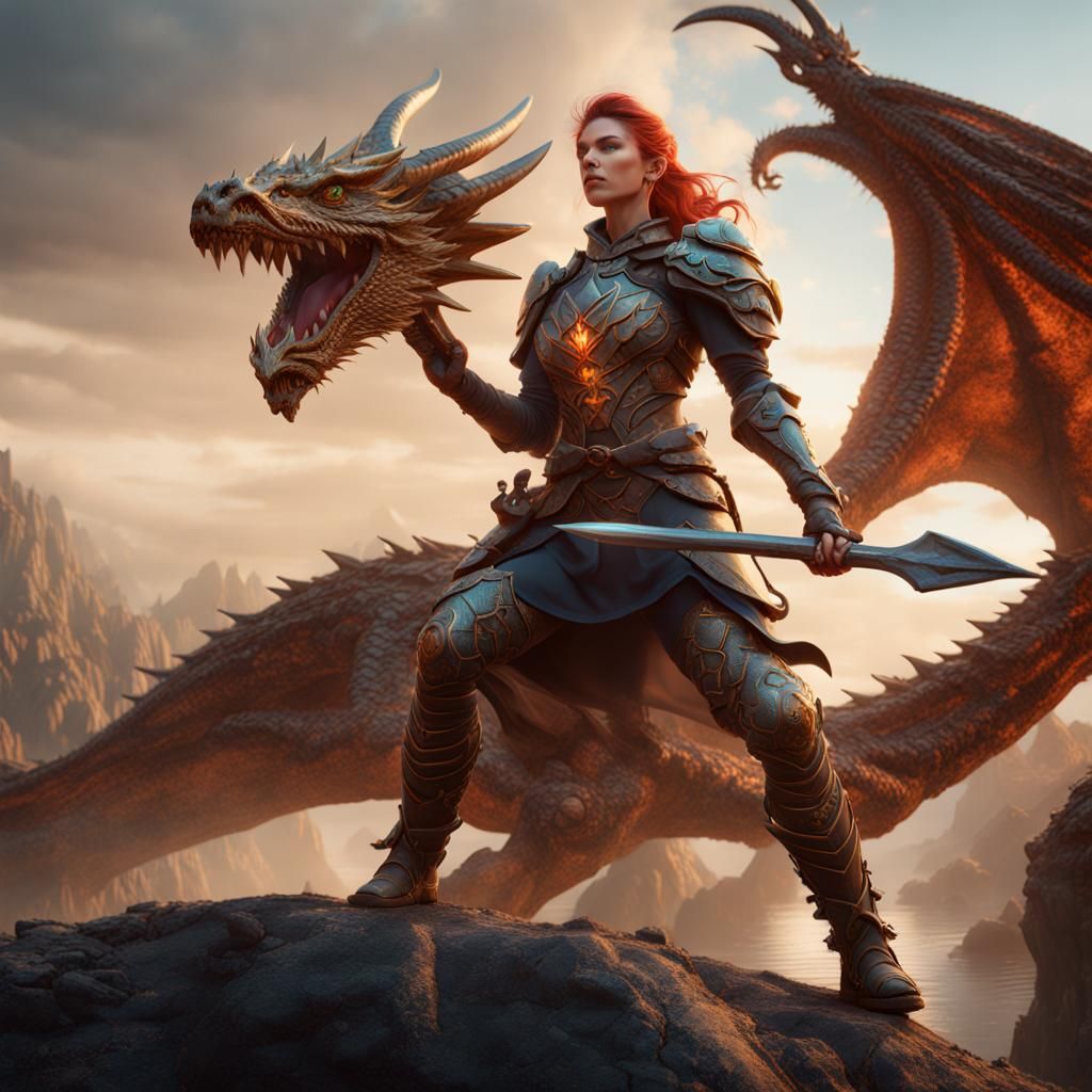 Dragon Hunter Woman Casting Magic Spell
