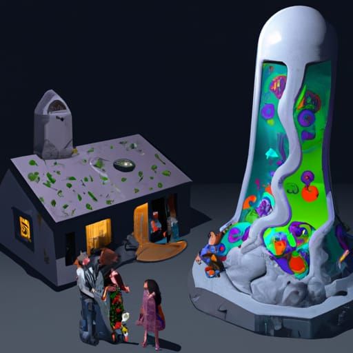 Hyperrealistic Family Home Inside a Lava Lamp