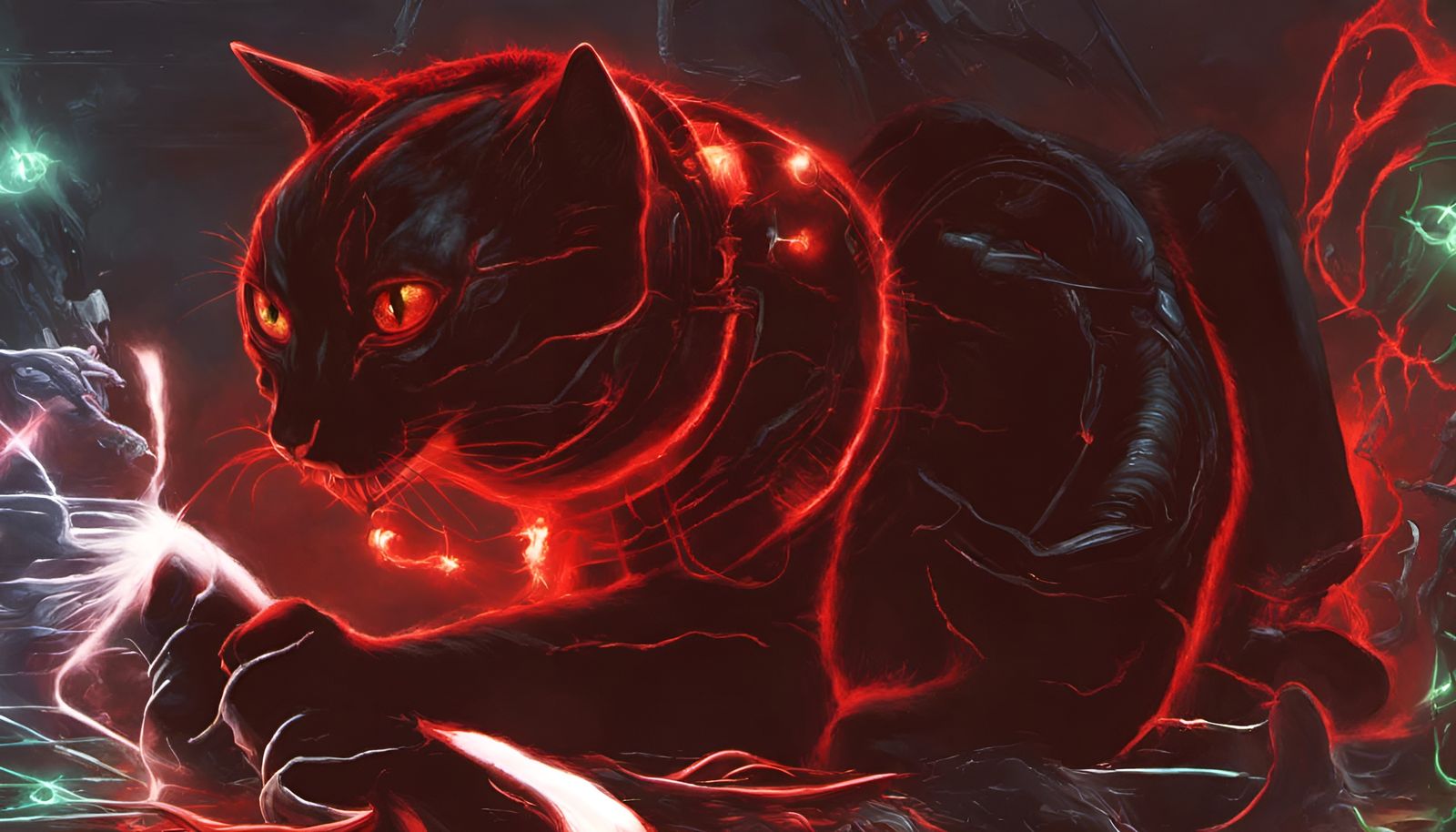 Surreal Cat Dark Templar with Laser Eyes