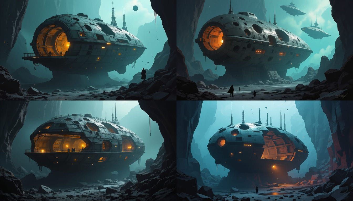 Space Pirate Hideout Asteroid in Cosmic Field