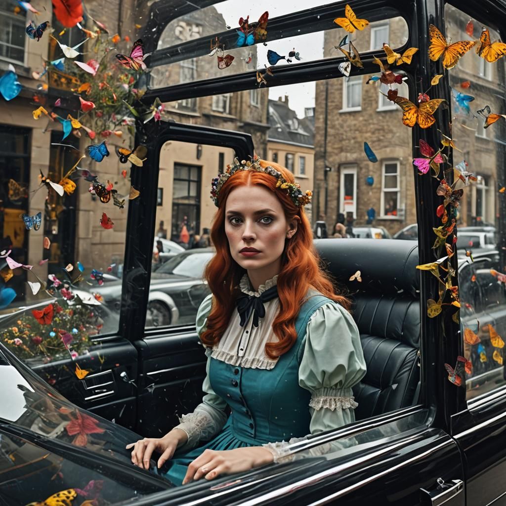 Surreal Limousine Double Exposure in Salvador Dali Style