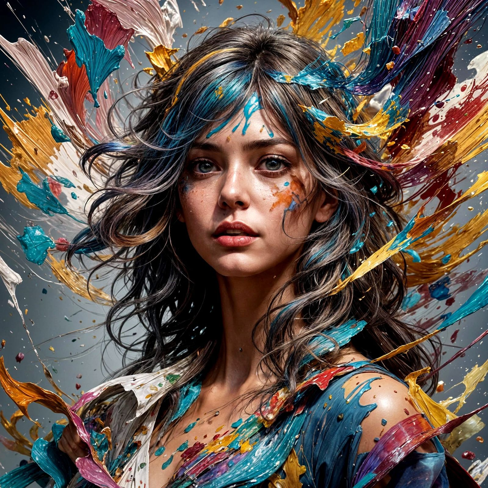 Colorful Painter's Palette in Wind Splash