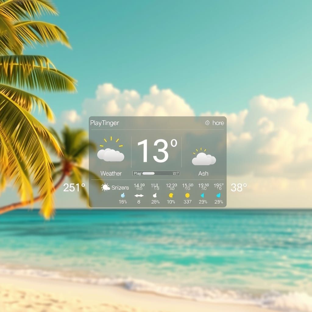 Tropical Beach with Frutiger Aero Weather UI