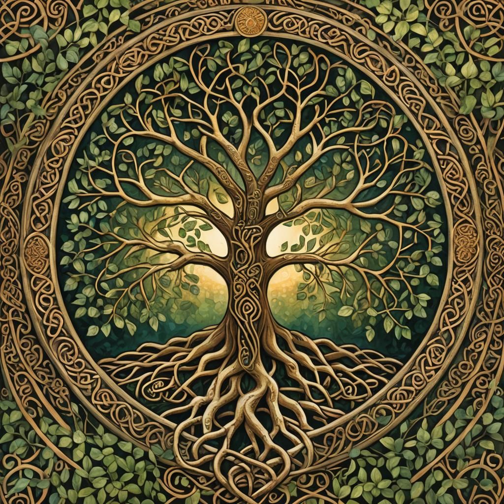 Celtic Tree of Life: Intricate Knotwork and Foliage