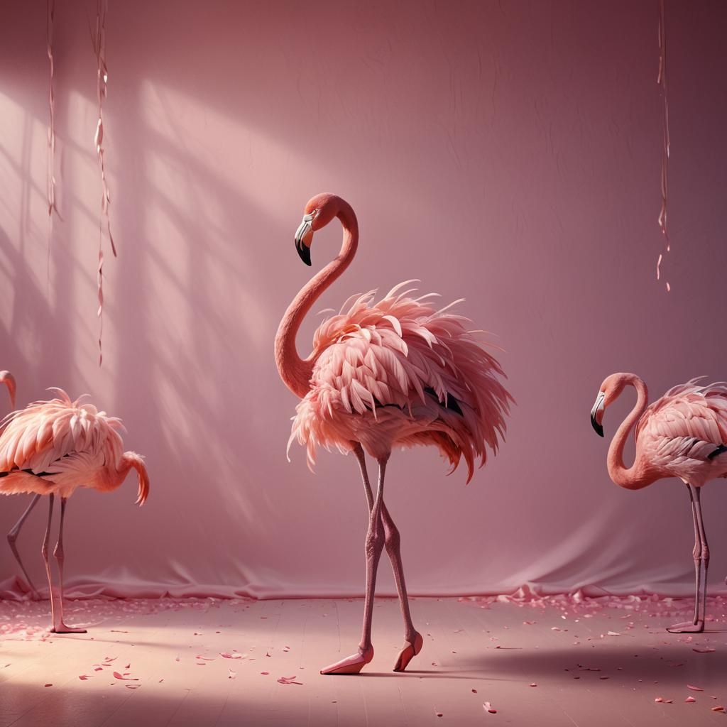 Dancing Flamingo in Tutu: Hyperrealistic Digital Art