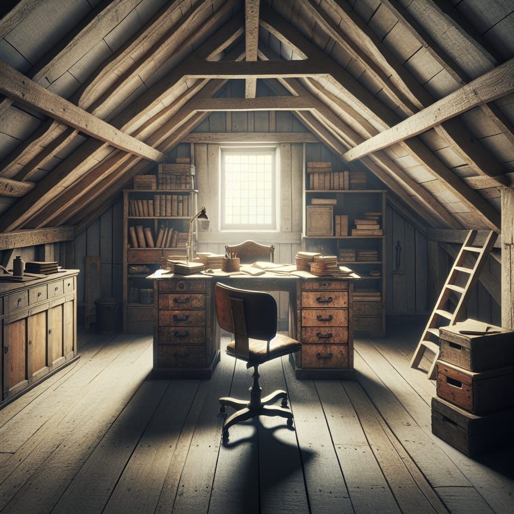 Vintage Medieval Attic Office Space