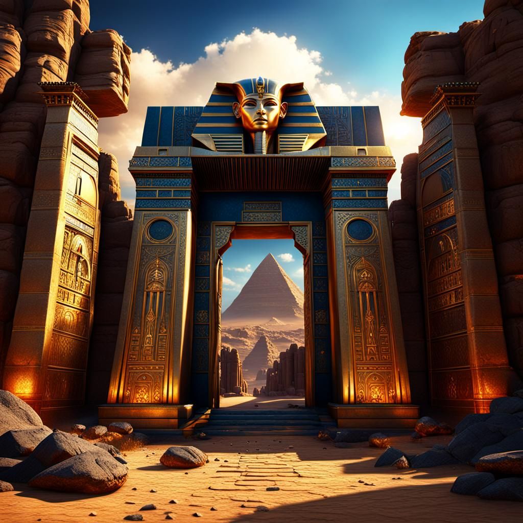 Golden Egyptian Gateway: Fantasy Concept Art