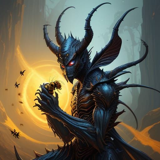 Dark Fantasy Creature Unleashes Horror on Bee Hive