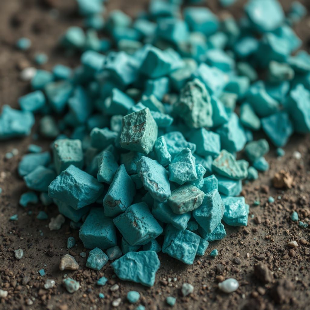 Raw Turquoise Gemstones in Hyperrealistic Photo