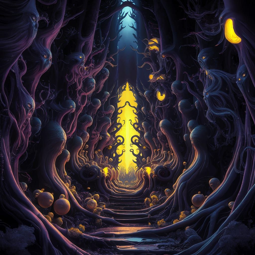 Dark Fantasy Forest with Wraiths by Rutkowski