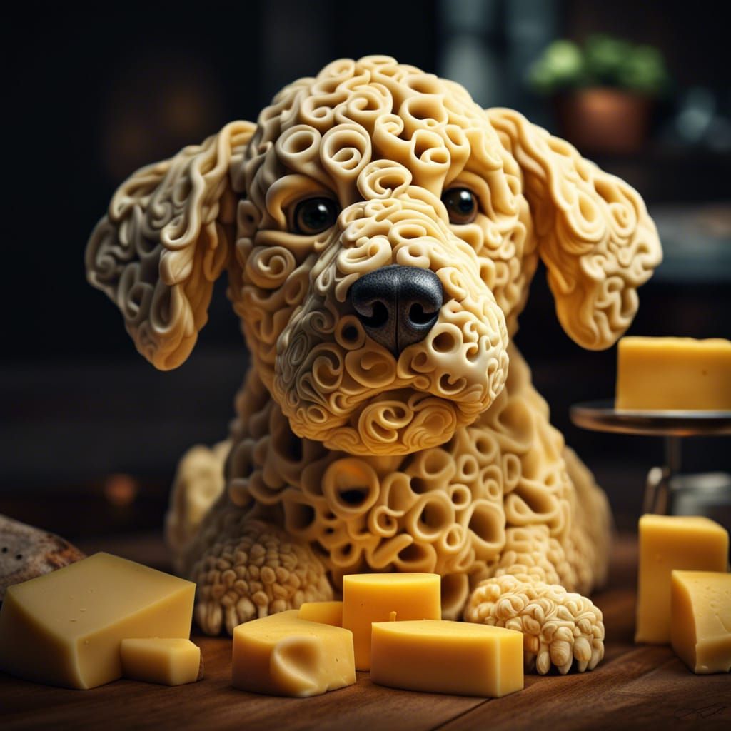 Hyperrealistic Cheese Dog: Intricate 64MP Detail