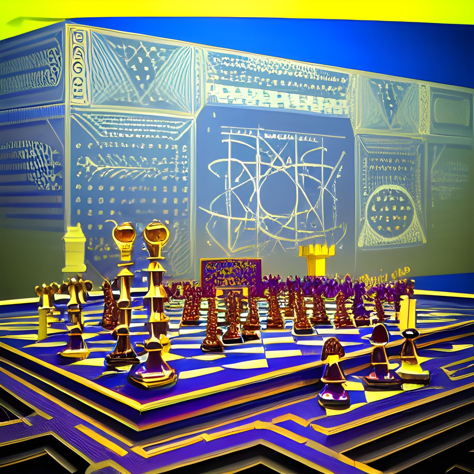 Cosmic Chess in Astrological Clocktower, Isometric View