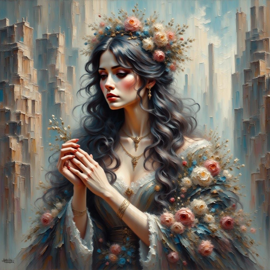 Abstract Impasto Painting with Dreamy Texture