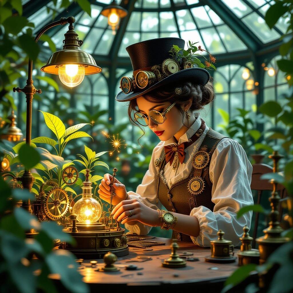 Miss Clara in her green house