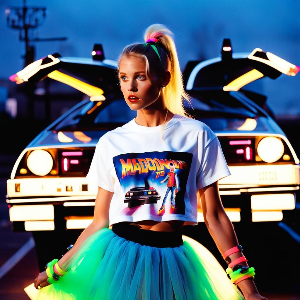 80 's blond haired girl with a ponytail and fashion barrette...