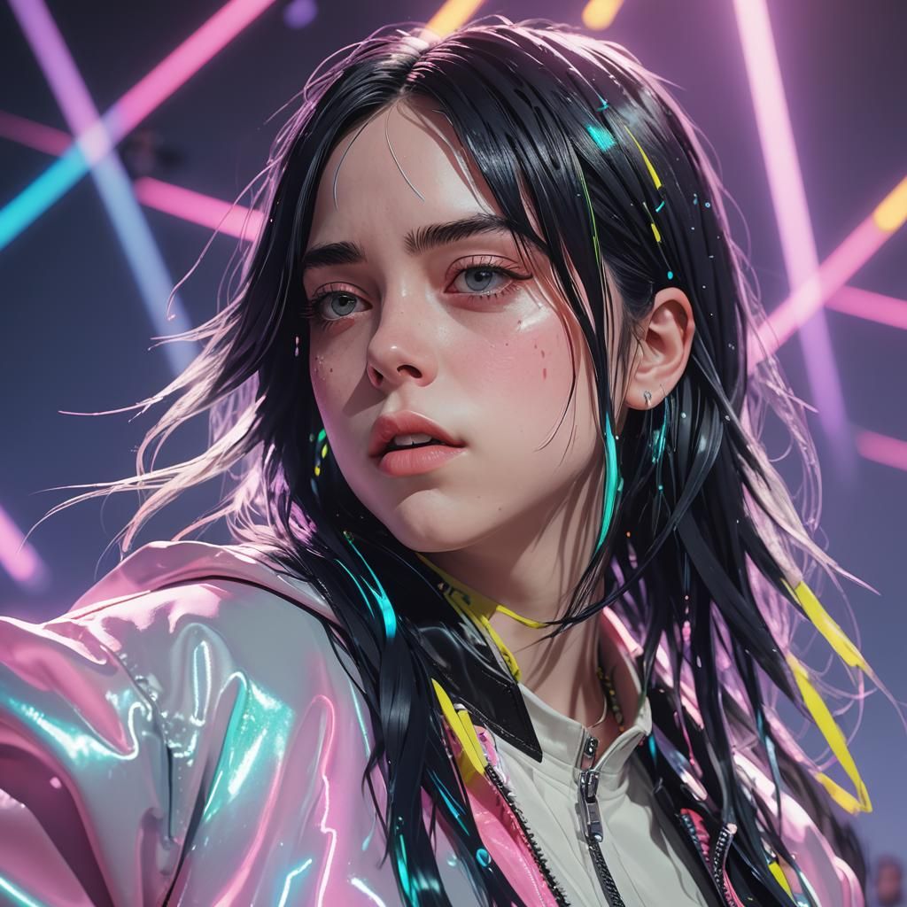 Anime Portrait of a Singer on Stage in 3D