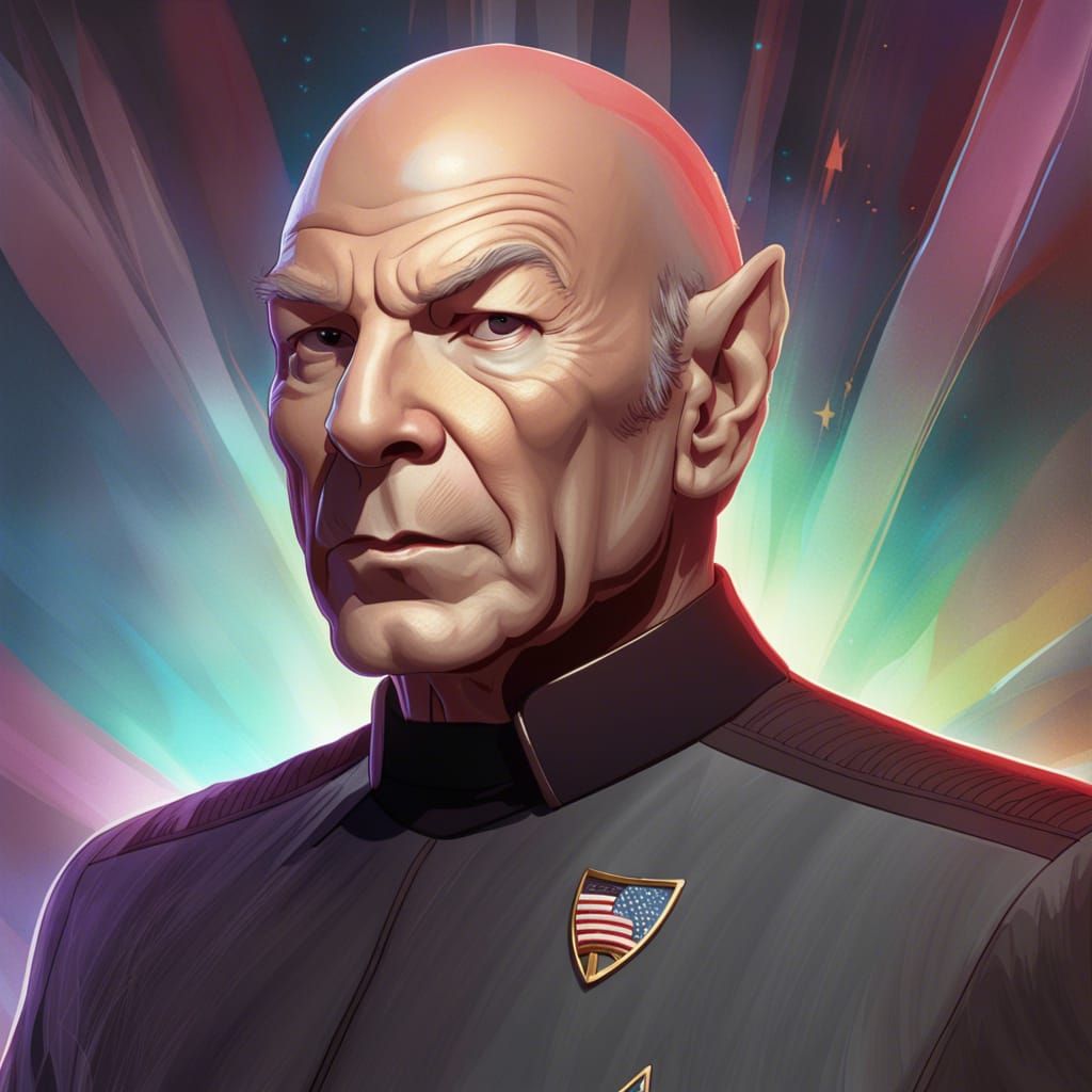 Picard Impersonates Spock as President, Digital Portrait