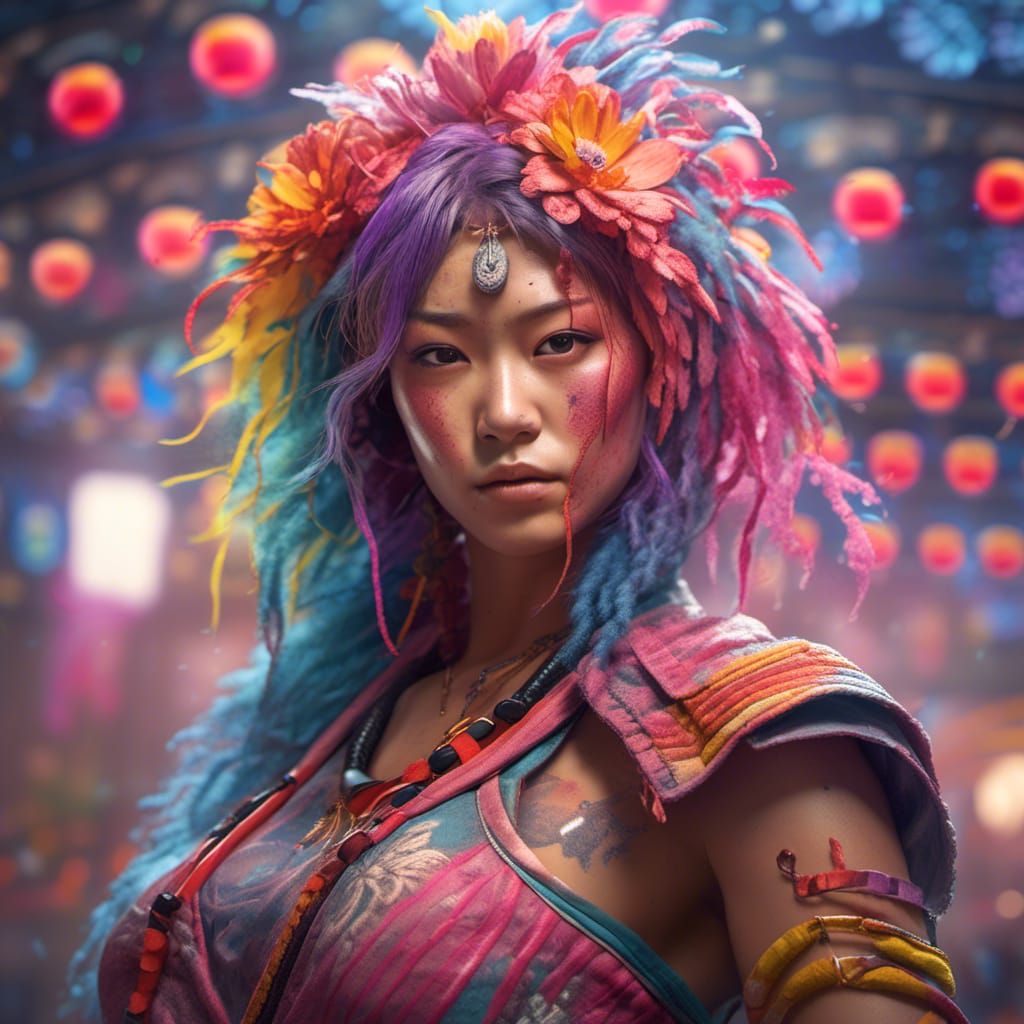 Japanese Wrestler Portrait in Art Nouveau Style