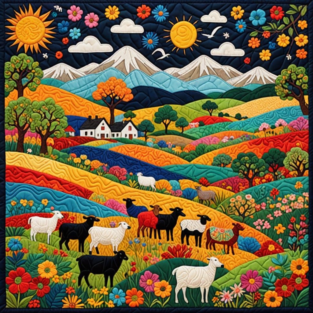 Vibrant Quilted Art Merges African and Japanese Textiles