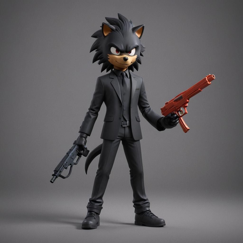 Shadow the Hedgehog as John Wick: 3D Digital Art