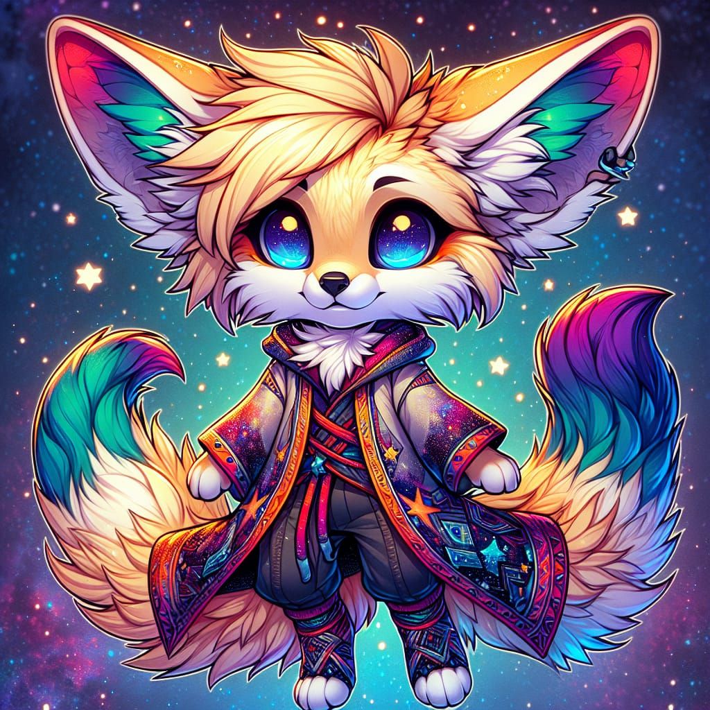 Vibrant Chibi Furry Fennec Fox Character