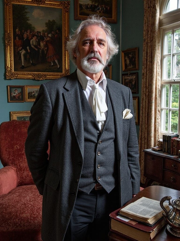 Distinguished Gentleman in Opulent Victorian Drawing Room