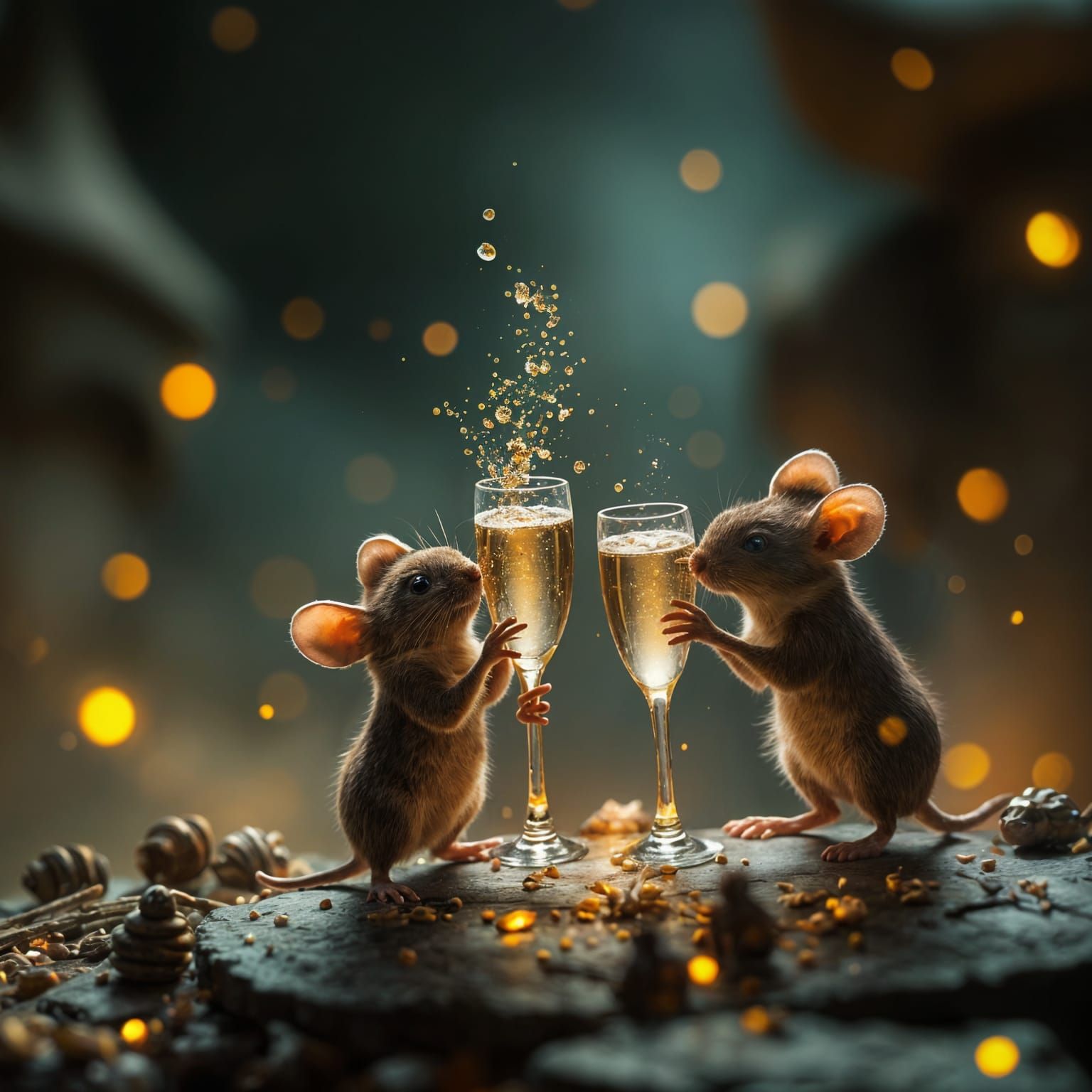 Epic New Year's Celebration in Maximalist Digital Painting