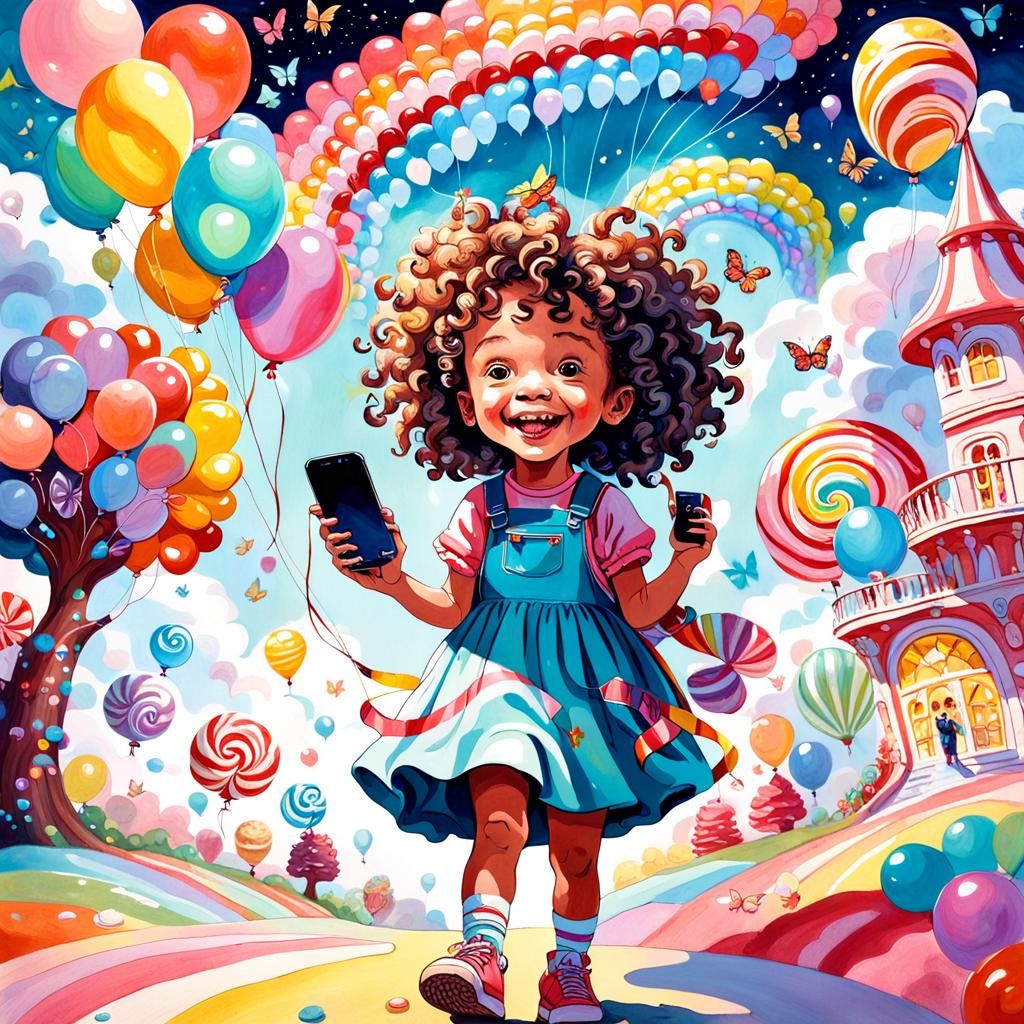 Child in Candyland Wonderland with Butterflies