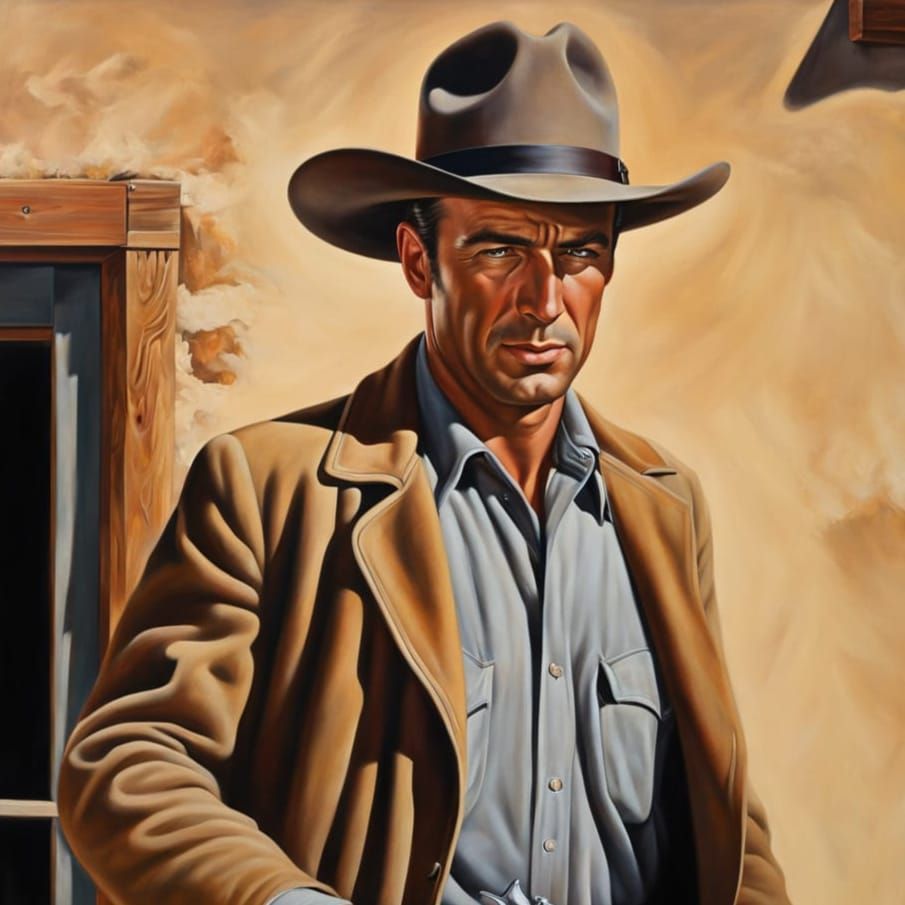 Gritty Cowboy Ready for a Fight: 1950s Pulp Style