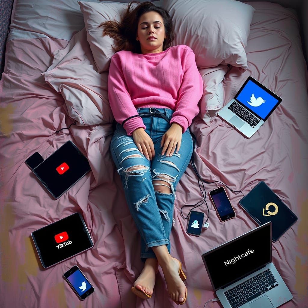 Woman Trapped in Digital Surrealism