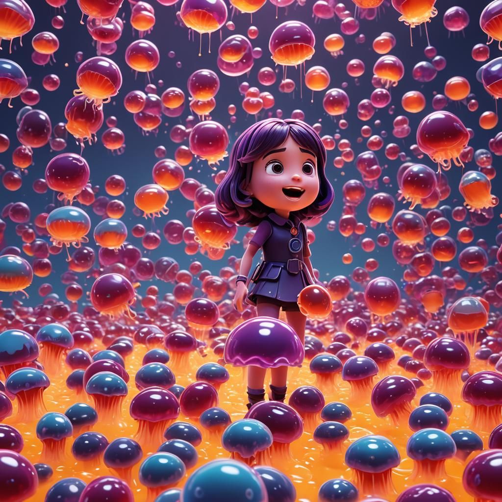 Jelly Girl in a Jelly World: Pixar-Style 3D Art