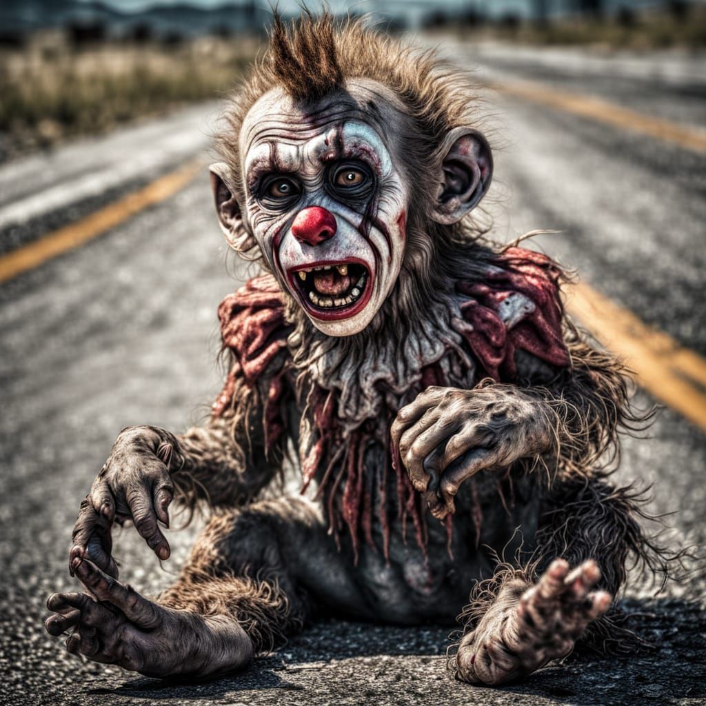Zombie Clown Infant Abandoned on Highway