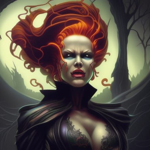 Cenobite Celtic Woman in Biomechanic Coven, Hyperdetailed Ar...