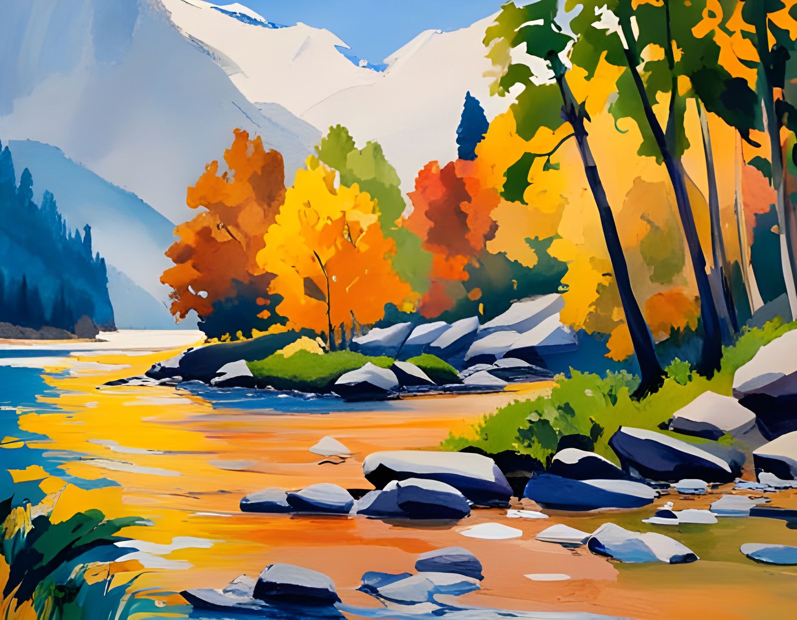 Ethereal Figures in Gouache Style Impressionist Painting