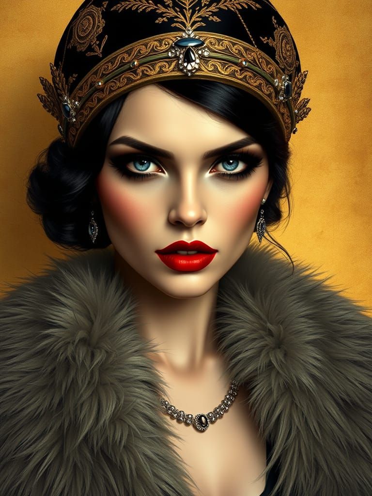 1920s Flapper Goddess in Art Deco Style