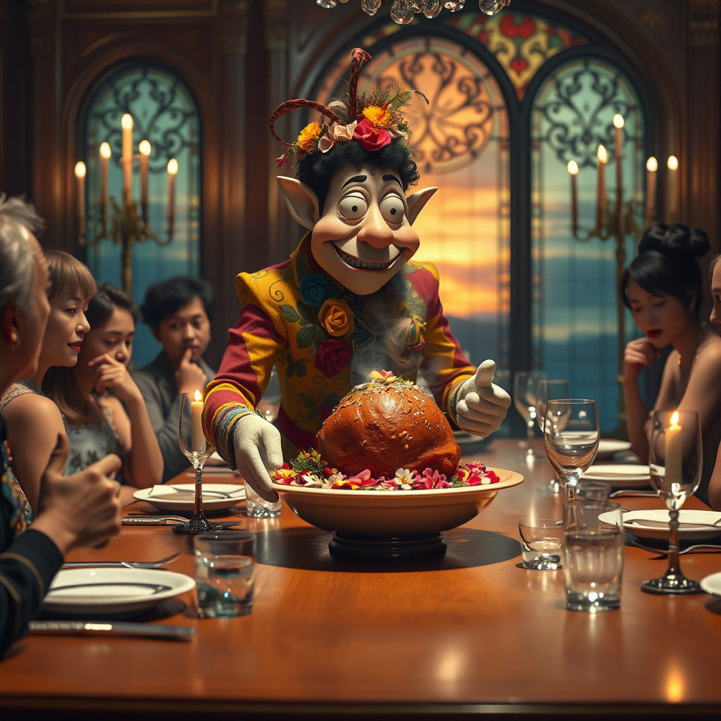 Whimsical Dinner Guest Brings Bizarre Dish to Table