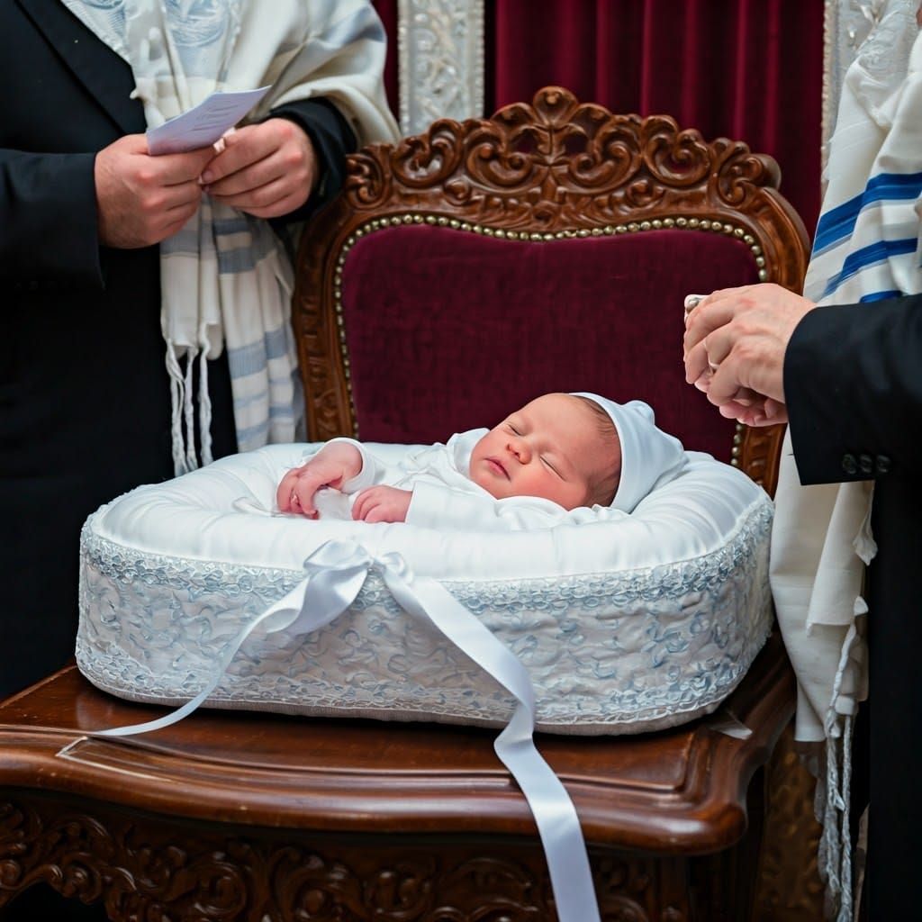 Sleepy Baby Boy in Traditional Circumcision Setting