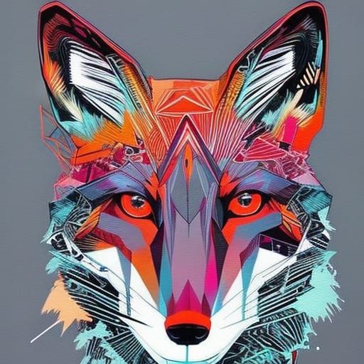 Cyberpunk Fox in Hoodie: Digital Art Portrait