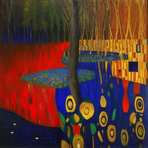 Expressionist Landscape in Deep Triadic Colors