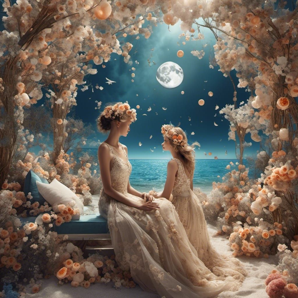 Dreamy Moon Light Bay in Hyperreal Style