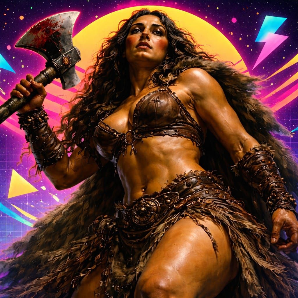 Baroque Oil Painting of Latina Barbarian with Chiaroscuro