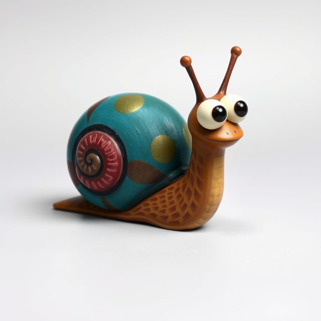 Curious Snail in Stylized 3D Hand-Painted Design